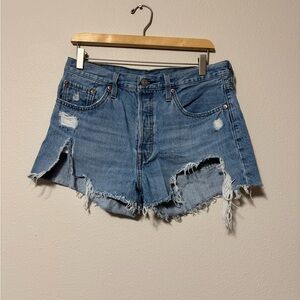 Levi's Blue Distressed Jean Shorts